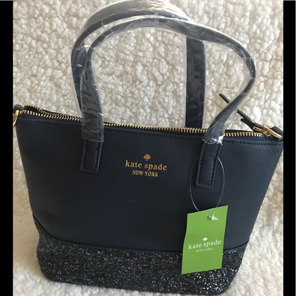 kate spade gray glitter purse